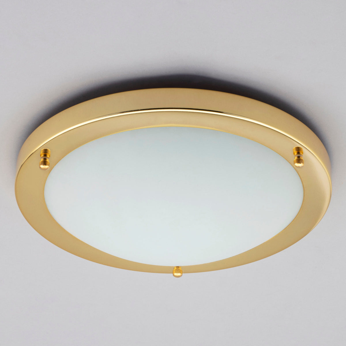 Delphi Large Flush Bathroom Ceiling Light - Brass