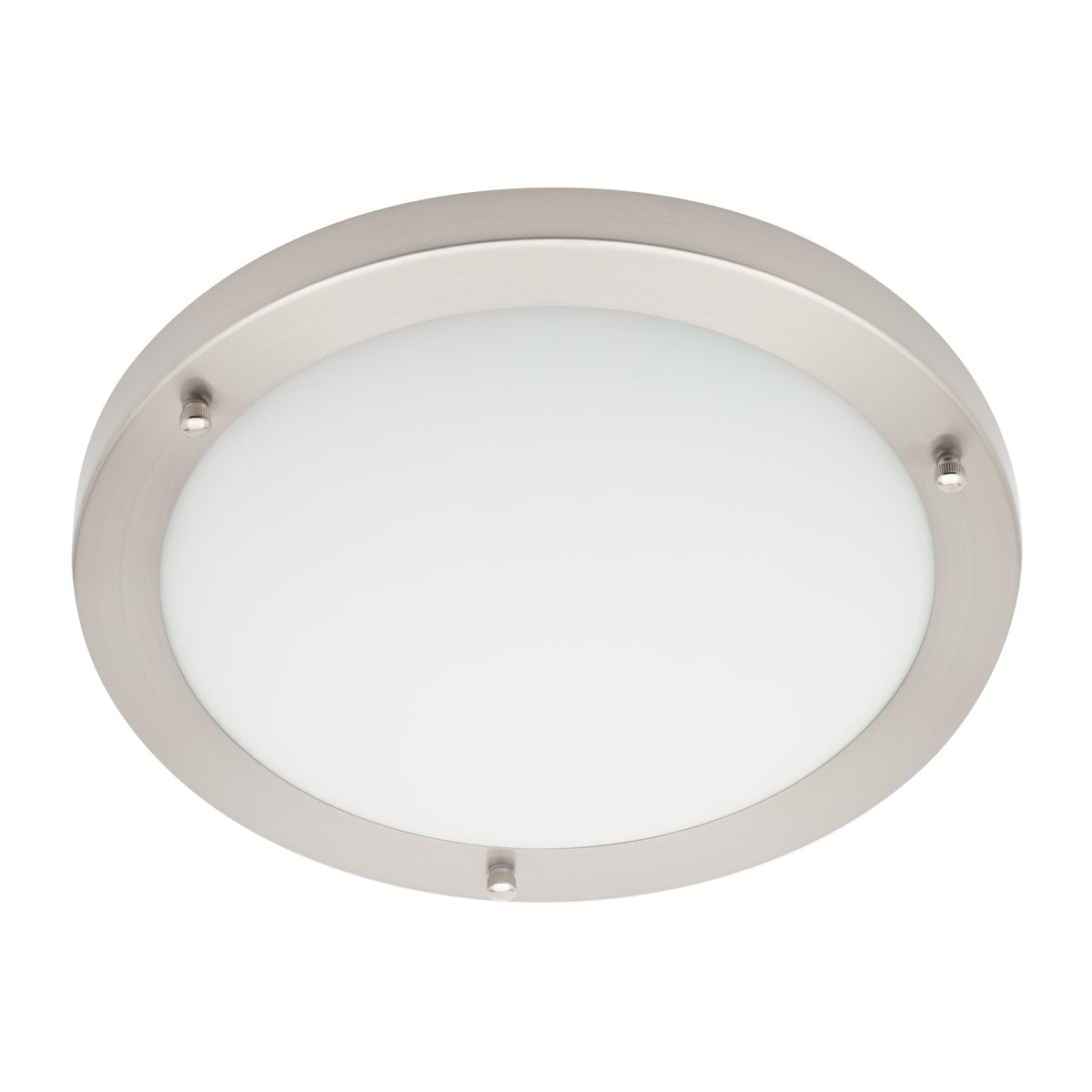 Delphi Large Flush Bathroom Ceiling Light - Satin Nickel