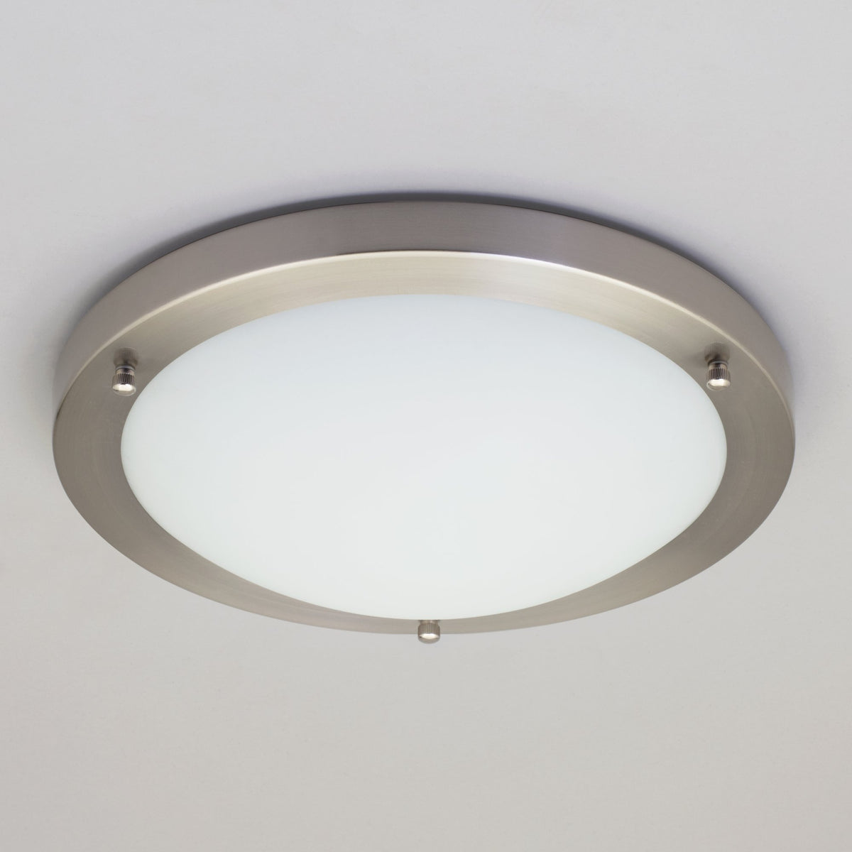 Delphi Large Flush Bathroom Ceiling Light - Satin Nickel