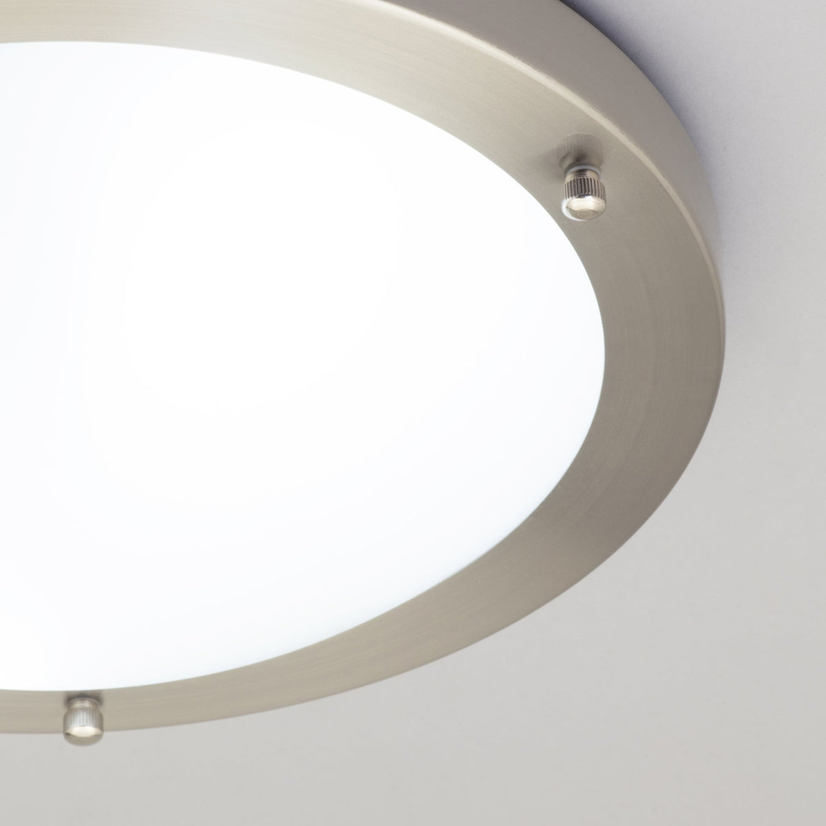 Delphi Large Flush Bathroom Ceiling Light - Satin Nickel
