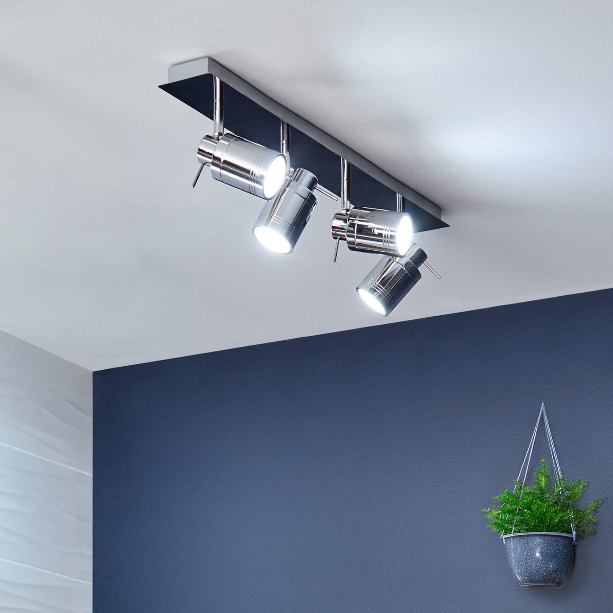 Scorpius Bathroom Ceiling Spotlight Bar, Chrome