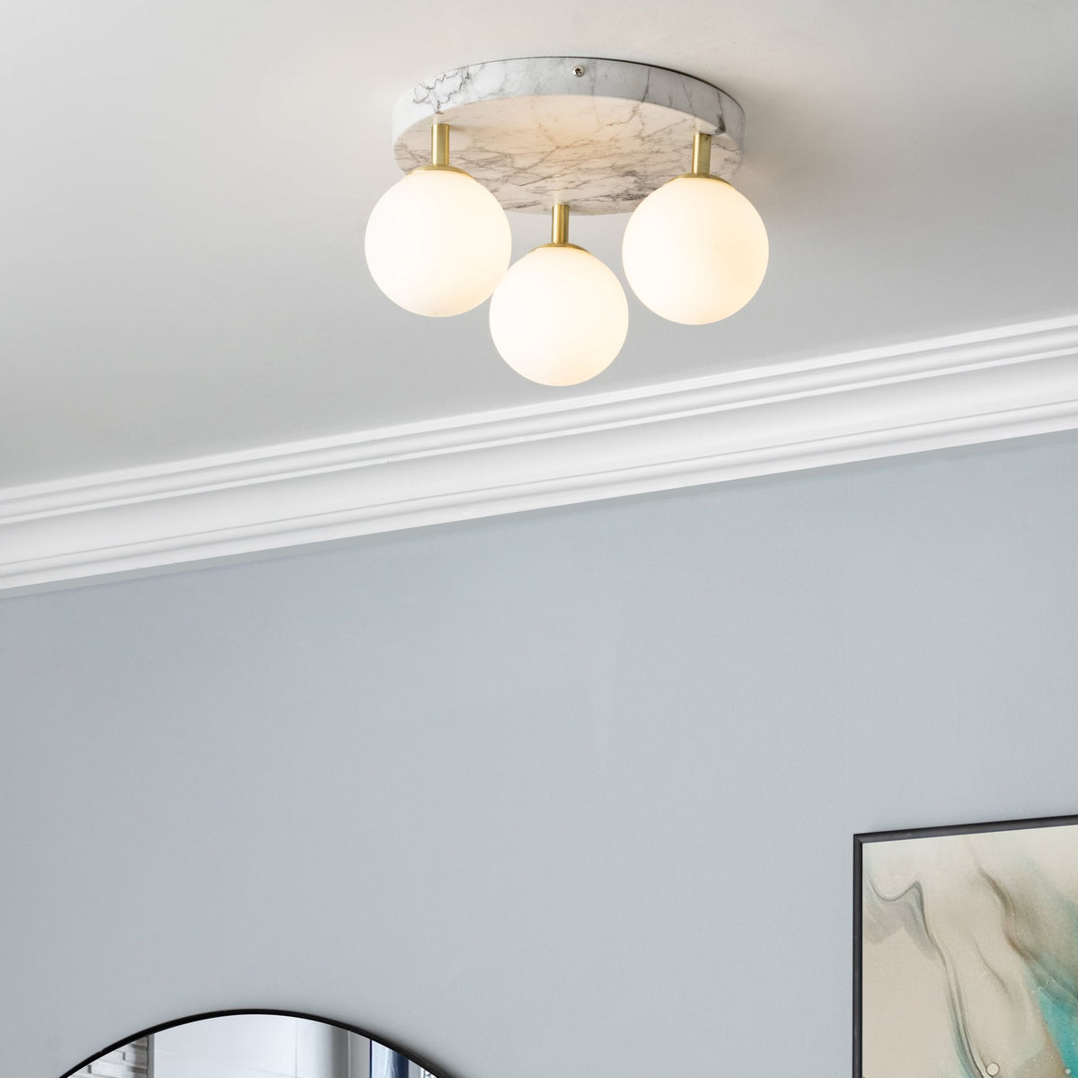 Toronto 3 Light Bathroom Ceiling Light - Marble Effect