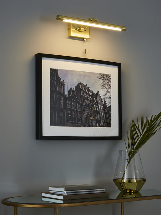 Chai bathroom Picture Wall Light, Satin Brass