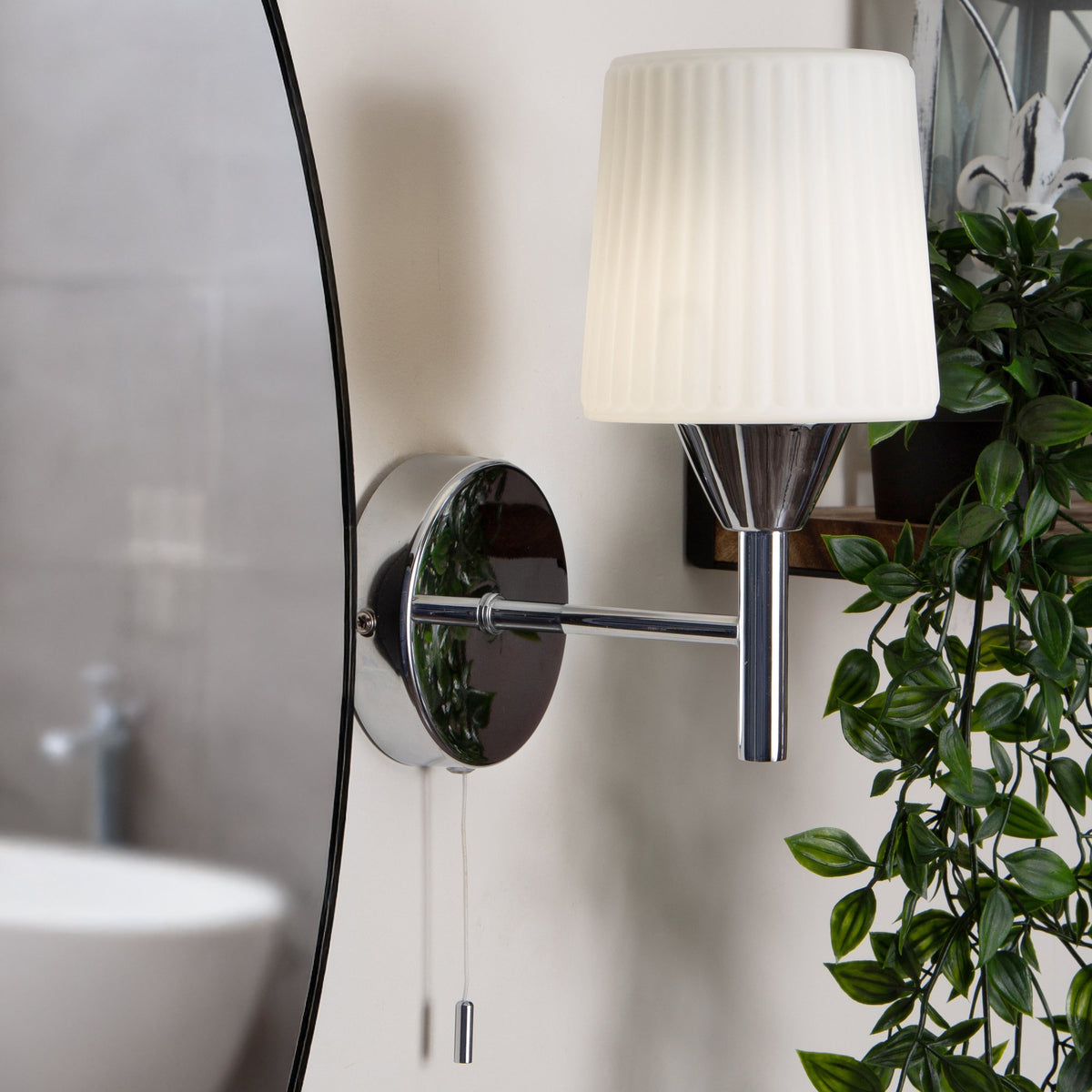 Aquarius Ribbed Opal Glass Wall Light