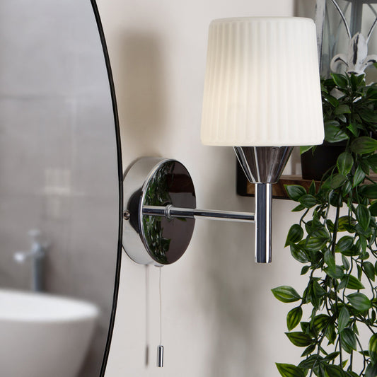 Aquarius Ribbed Opal Glass Wall Light