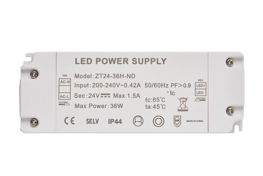 36W 24V 1.5A Power Supply, 200-240Vac input, IP44
