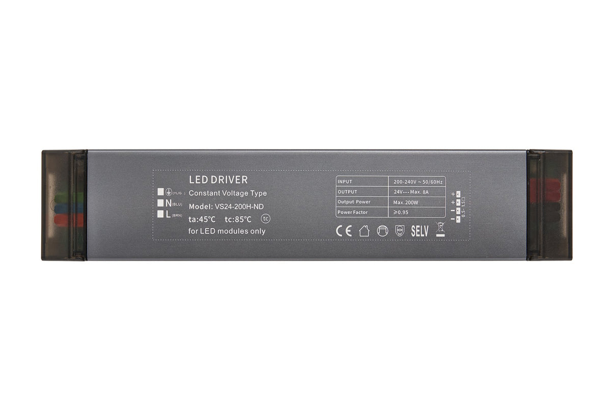 200W 24V 8.4A Power Supply, 200-240Vac input, IP20