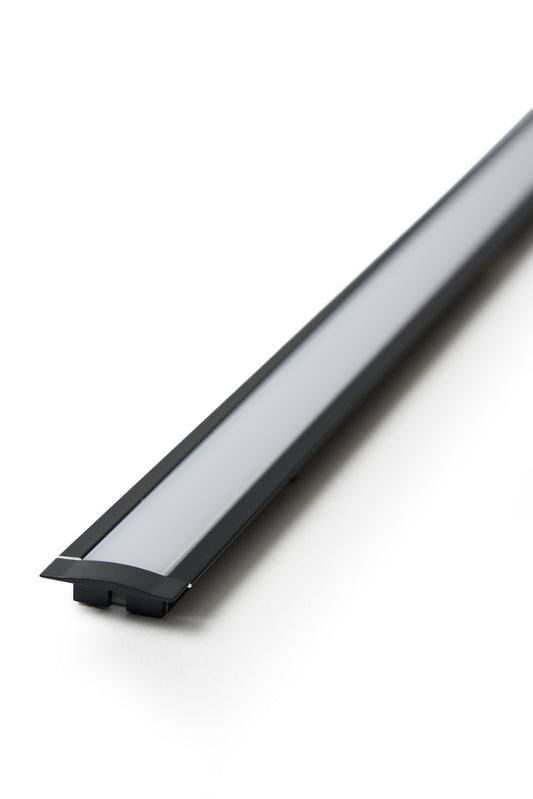 Black LED Strip Profile White Diffuser 2M