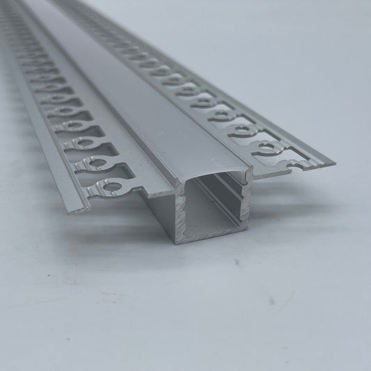 Recessed profile 8-10mm Strip Silver/White Diffuser 2M
