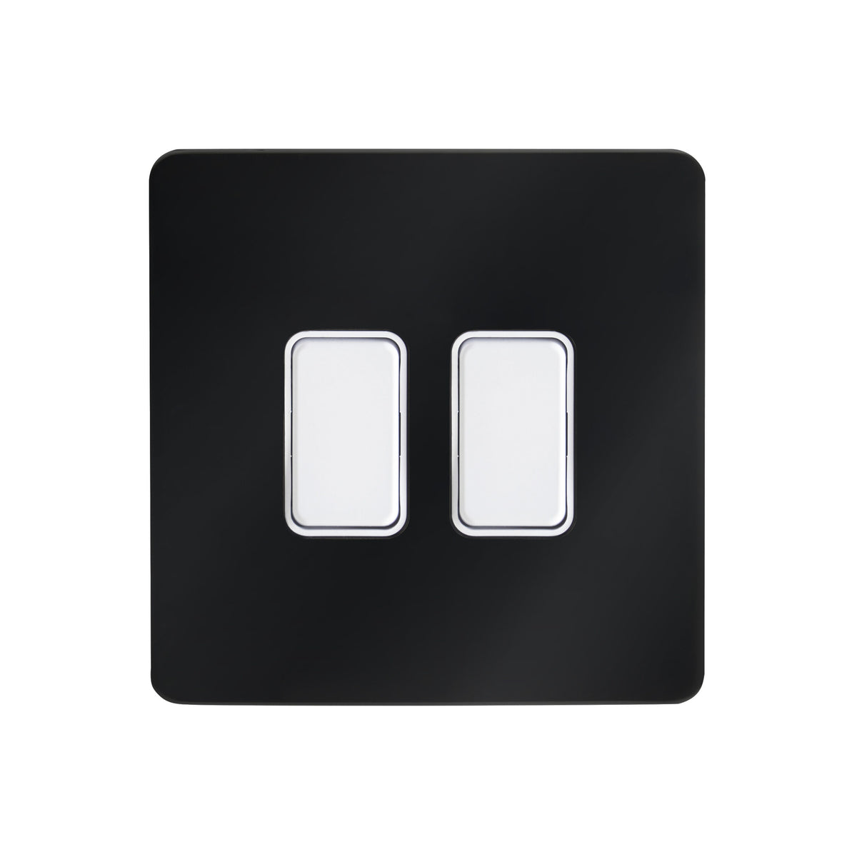 Decorative Kinetic Switch - 2 Gang, Black Chrome Front, White switch and body- Non Dimmable