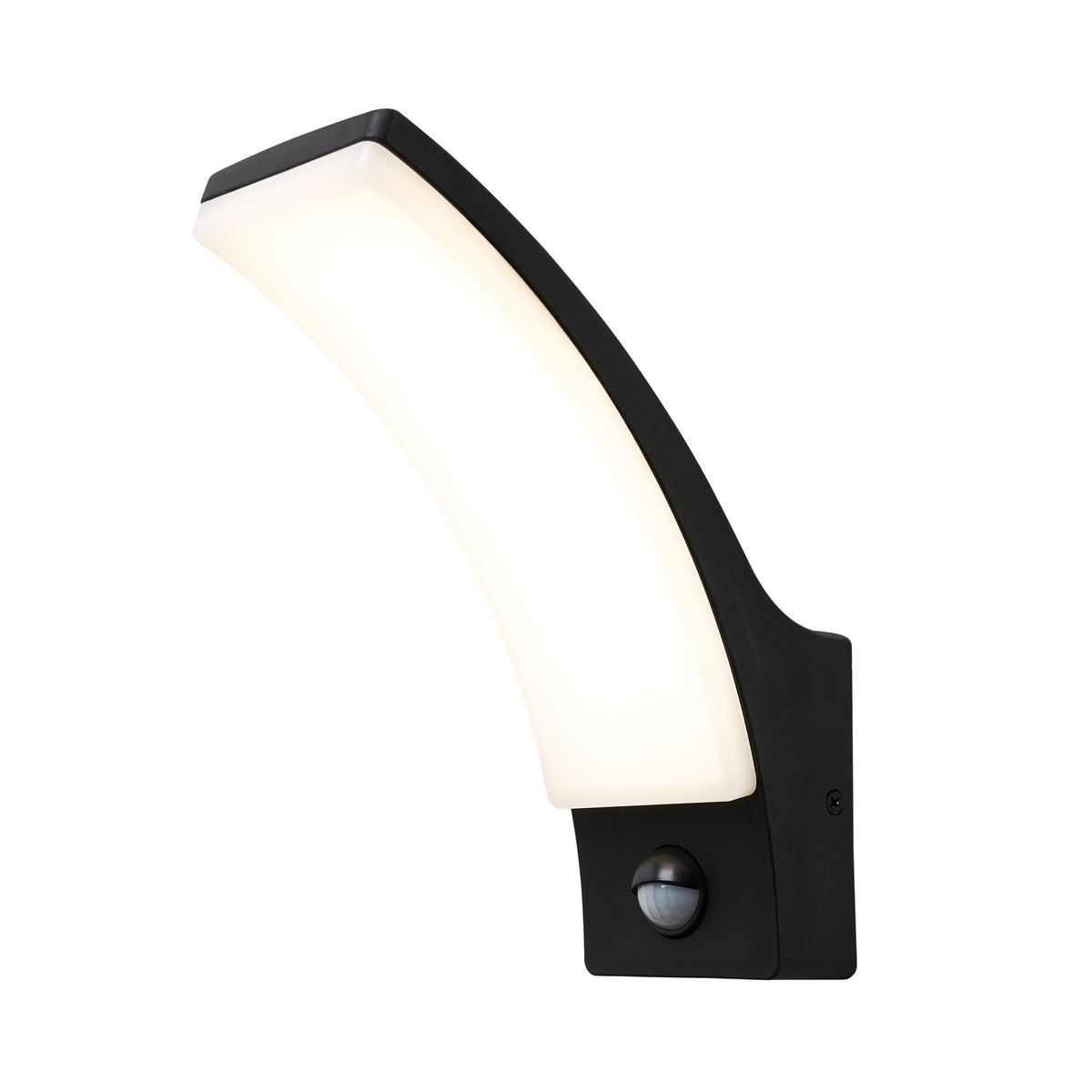 Batsu 12 Watt LED Curved Outdoor Wall Light with PIR - Black