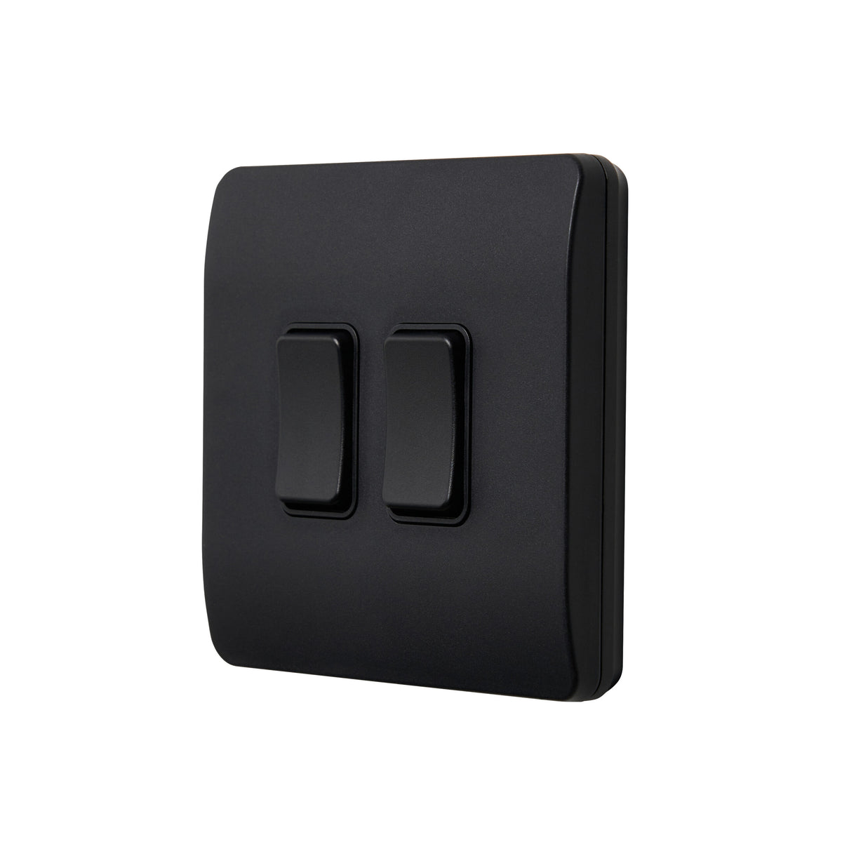 Slimline Kinetic Switch- 2 Gang, Black body, black switches. -Non- Dimmable