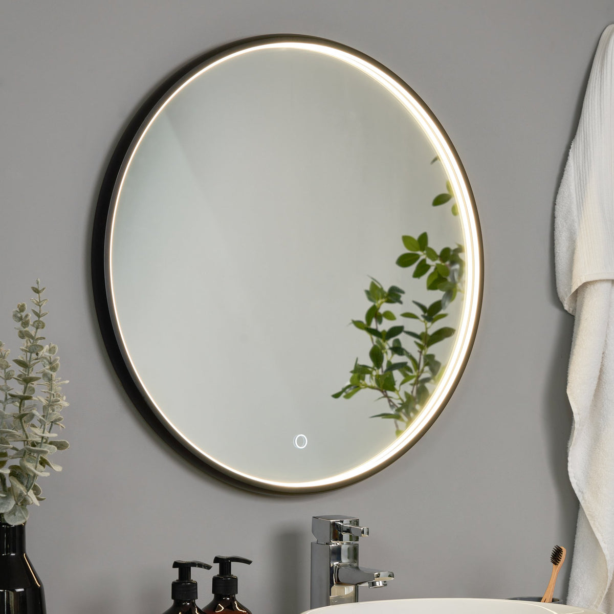 Roc LED Framed Mirror with Demist Black