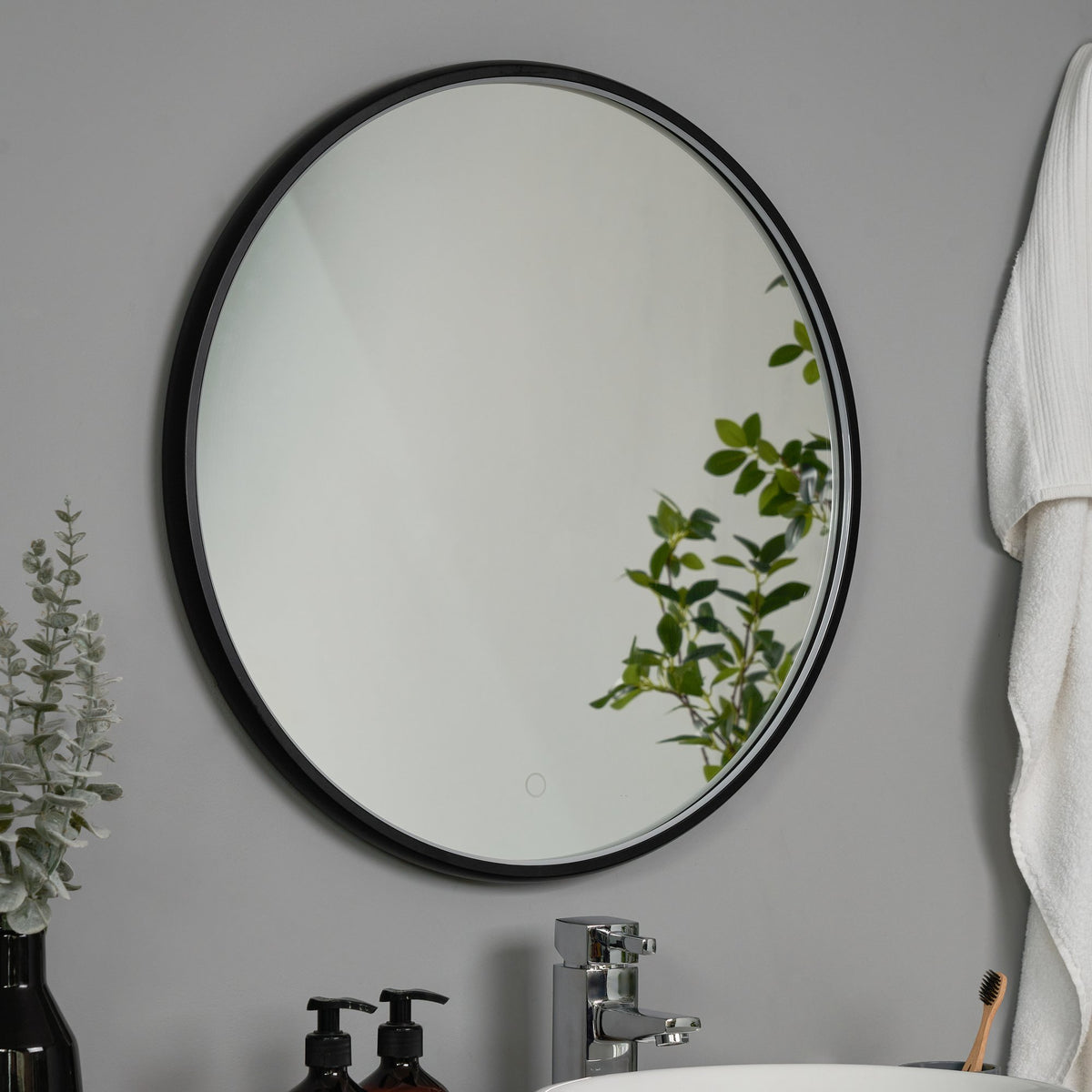 Roc LED Framed Mirror with Demist Black
