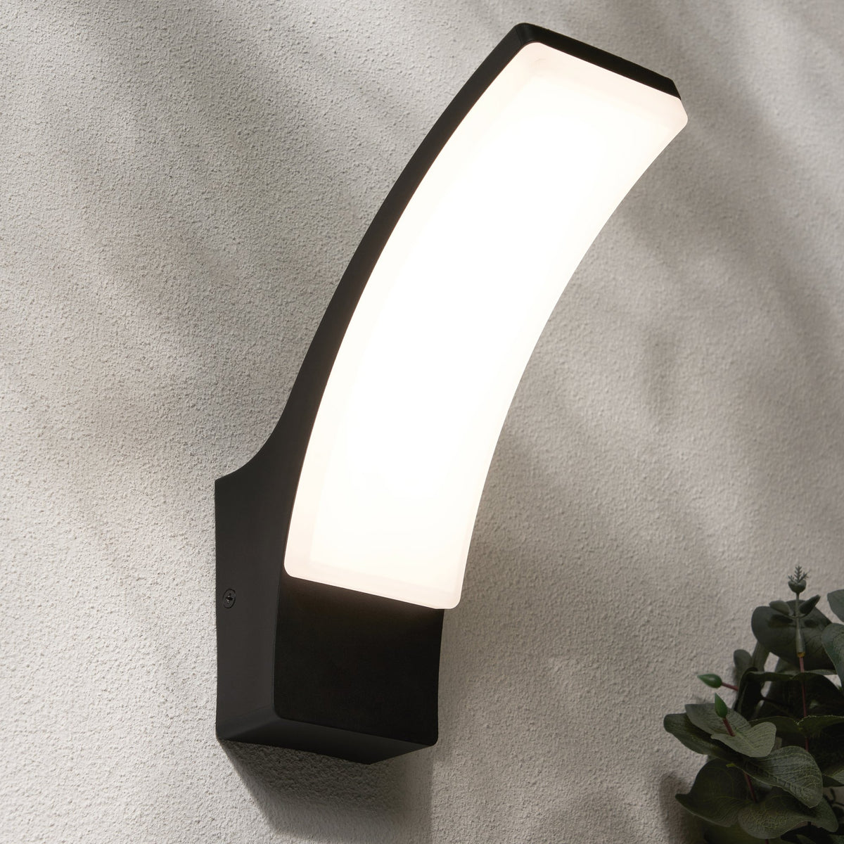Batsu 12 Watt LED Curved Outdoor Wall Light - Black
