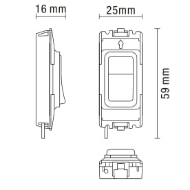 1 Gang Slim Grid Kinetic Switch On/Off Module White