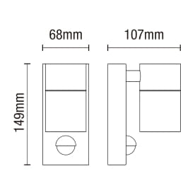 Leto Outdoor Up or Down Wall Light with PIR Sensor, Anthracite