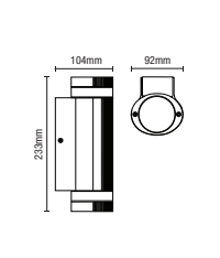 Helix 2 Light Up and Down Outdoor Cylinder Wall Light with Photocell - Black