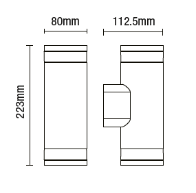 Eos 2 Light Up & Down Outdoor Wall Light - Black