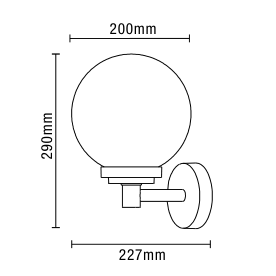 Gaki Outdoor Globe Wall Light, Black