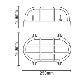 Davey Outdoor Caged Oval Bulkhead Wall Light, Silver
