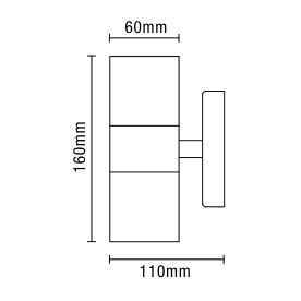 Neso Outdoor Up & Down Wall Light, Black