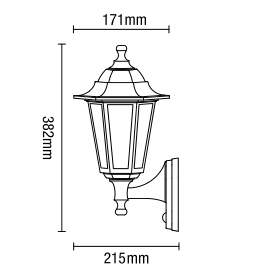 Bianca Outdoor Polycarbonate Wall Lantern with PIR Sensor, Black