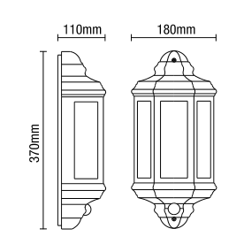 Athena Outdoor Half Wall Lantern with PIR Sensor, Black