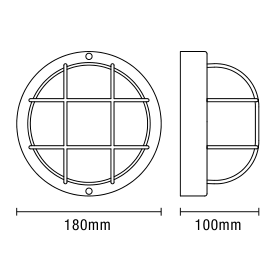 Mars Polycarbonate Round Bulkhead Outdoor Wall Light, Black