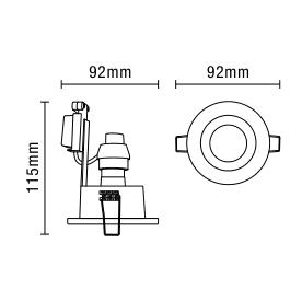 Cali circular IP65 Tiltable Downlight, Satin Chrome