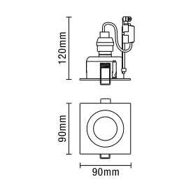 Cali Square IP65 Tiltable Downlight, Matt Black