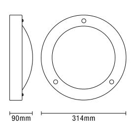 Delphi Large Flush Bathroom Ceiling Light - Satin Black