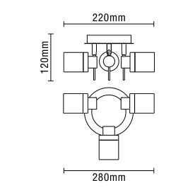 Scorpius Bathroom Ceiling Spotlight Plate, Matt Black