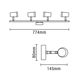 Freya Bathroom Ceiling Spotlight Bar, Chrome