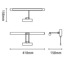 Chai bathroom Picture Wall Light, Chrome