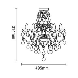 Vela 5 Light Bathroom Chandelier, Chrome