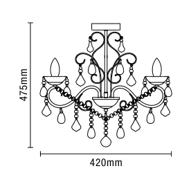 Vela 3 Light Bathroom Chandelier - Chrome