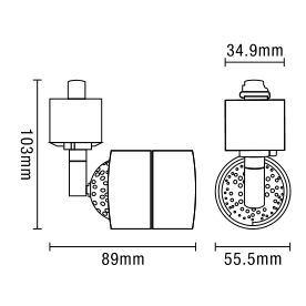 Lustro GU10 Single Track Circuit Spotlight Head - Black