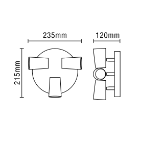 Harvey 3 Spotlight Plate, Matt Black