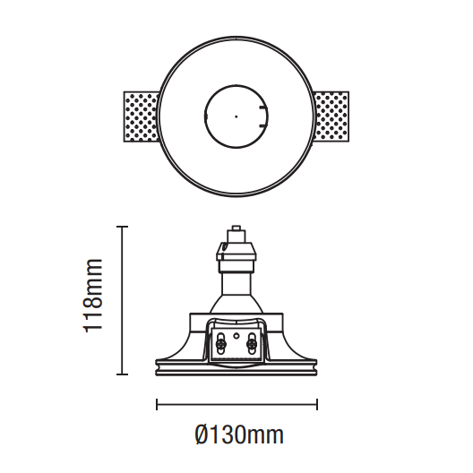 Cabra Plaster Rnd Rec Flush Down Light White