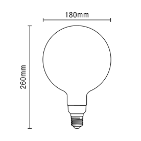 6 Watt LED Oversized Vintage Style E27 Globe Filament Bulb - Amber