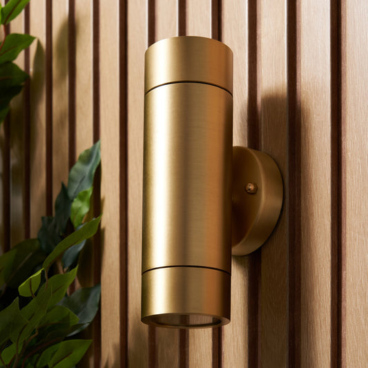 Brac Solid Brass Outdoor Up & Down Wall Light, Brass