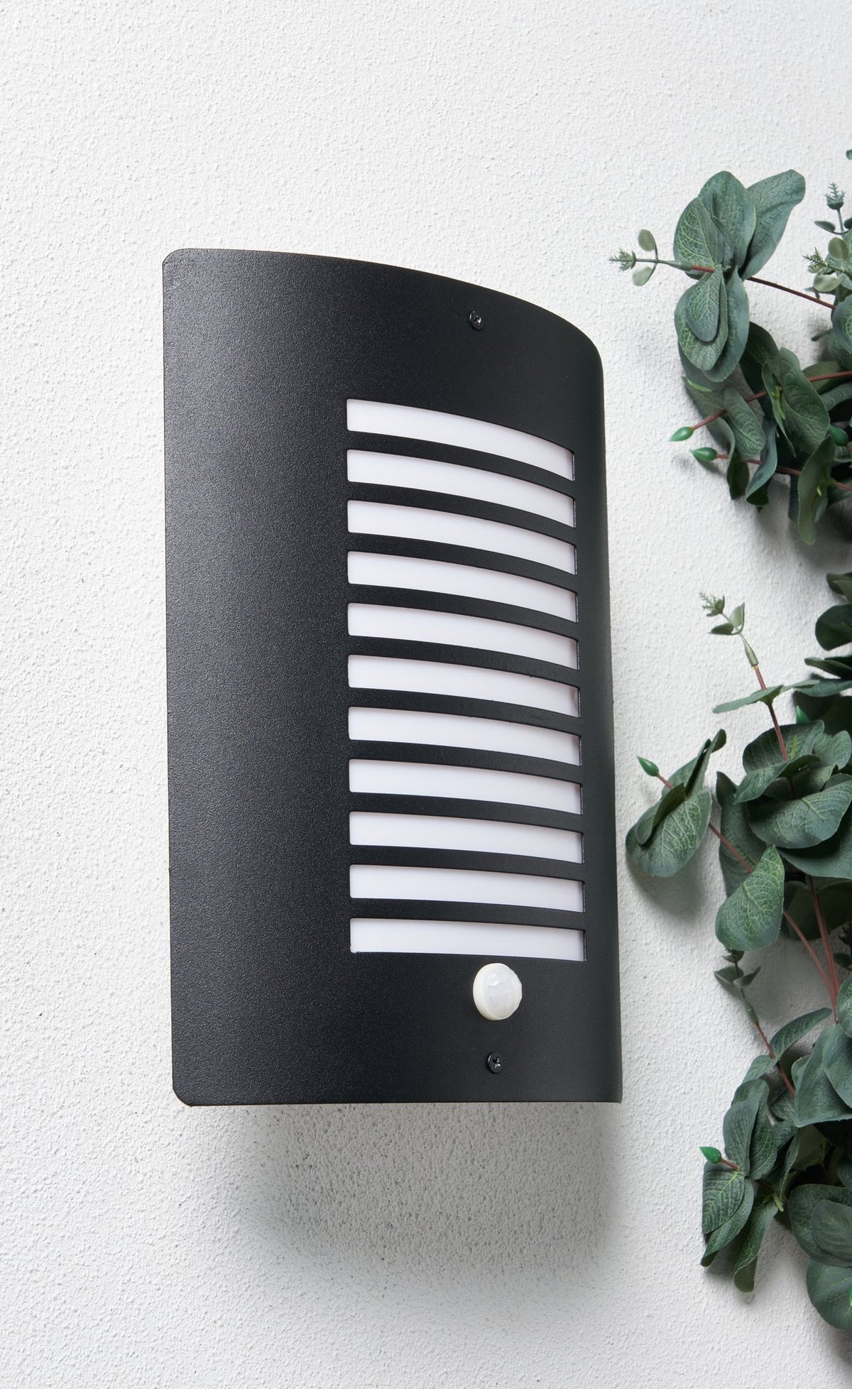 Sigma Panel Slatted Wall Lantern With PIR, Black