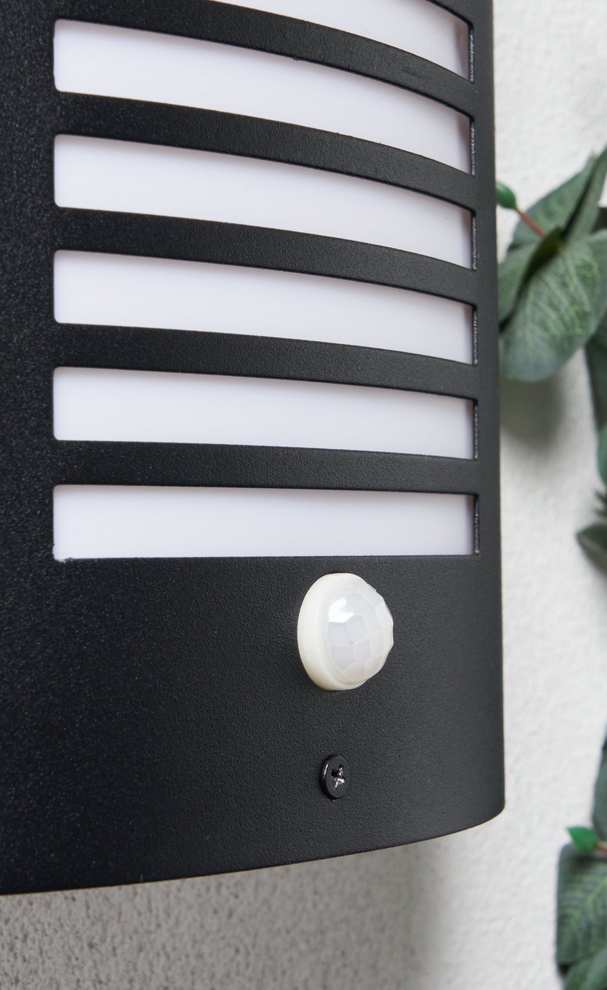 Sigma Panel Slatted Wall Lantern With PIR, Black