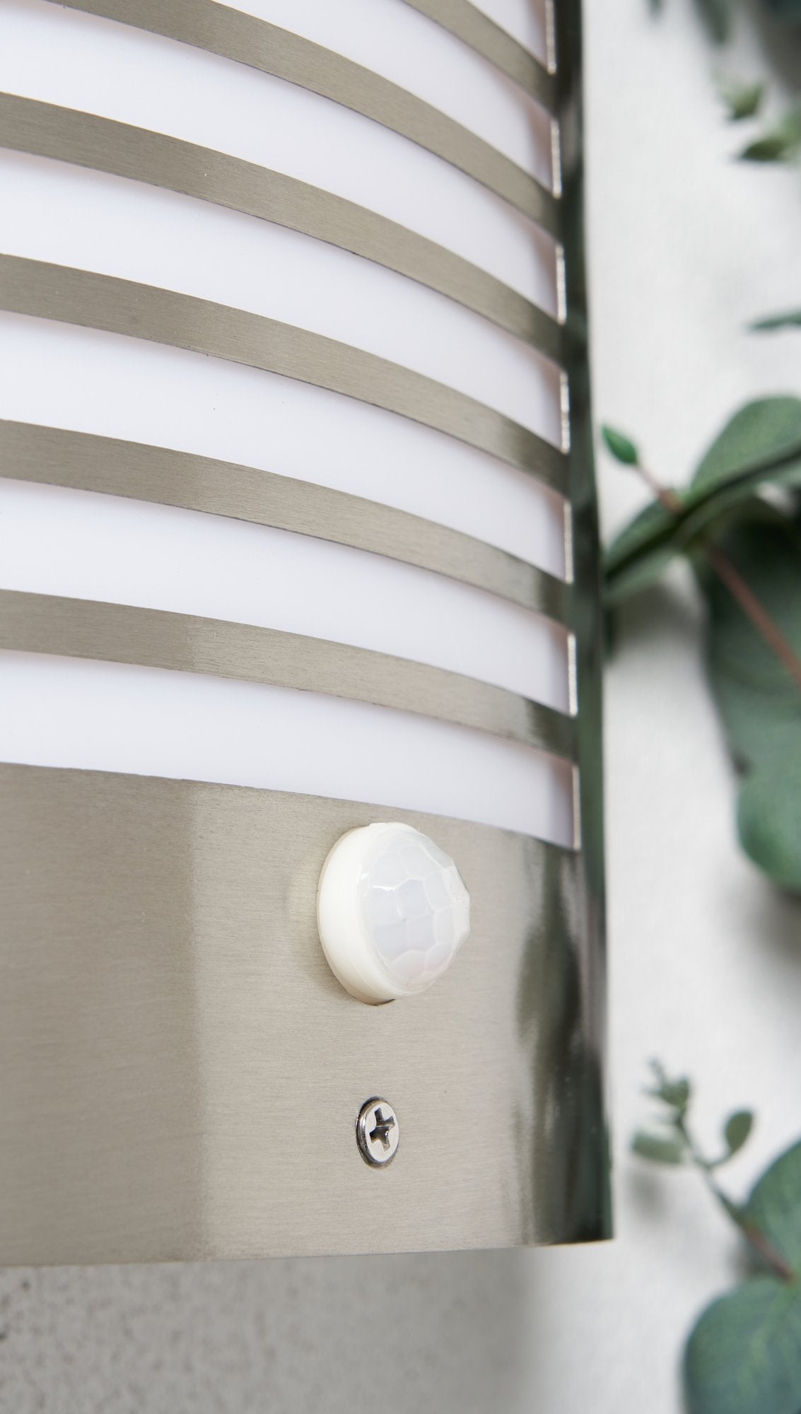 Sigma Panel Slatted Wall Lantern With PIR, Stainless Steel