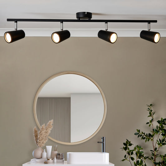 Freya Bathroom Ceiling Spotlight Bar, Matt Black
