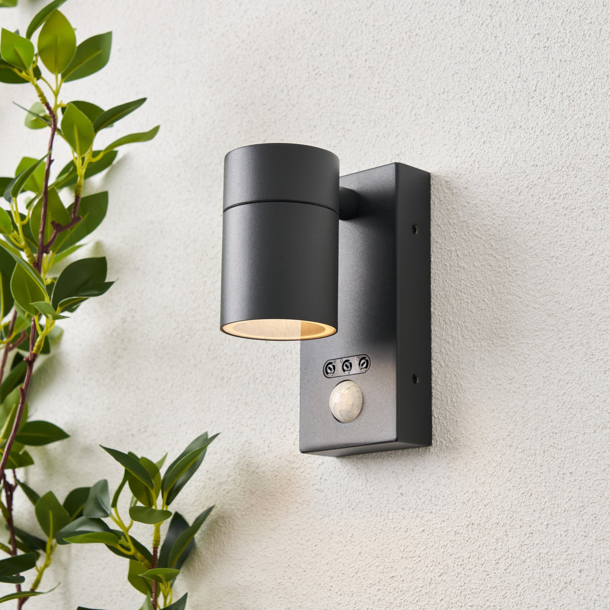 Leto Outdoor Up or Down Wall Light with PIR Sensor, Anthracite