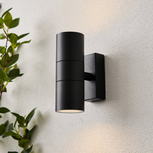 Leto 2 Light Up and Down Outdoor Wall Light - Black
