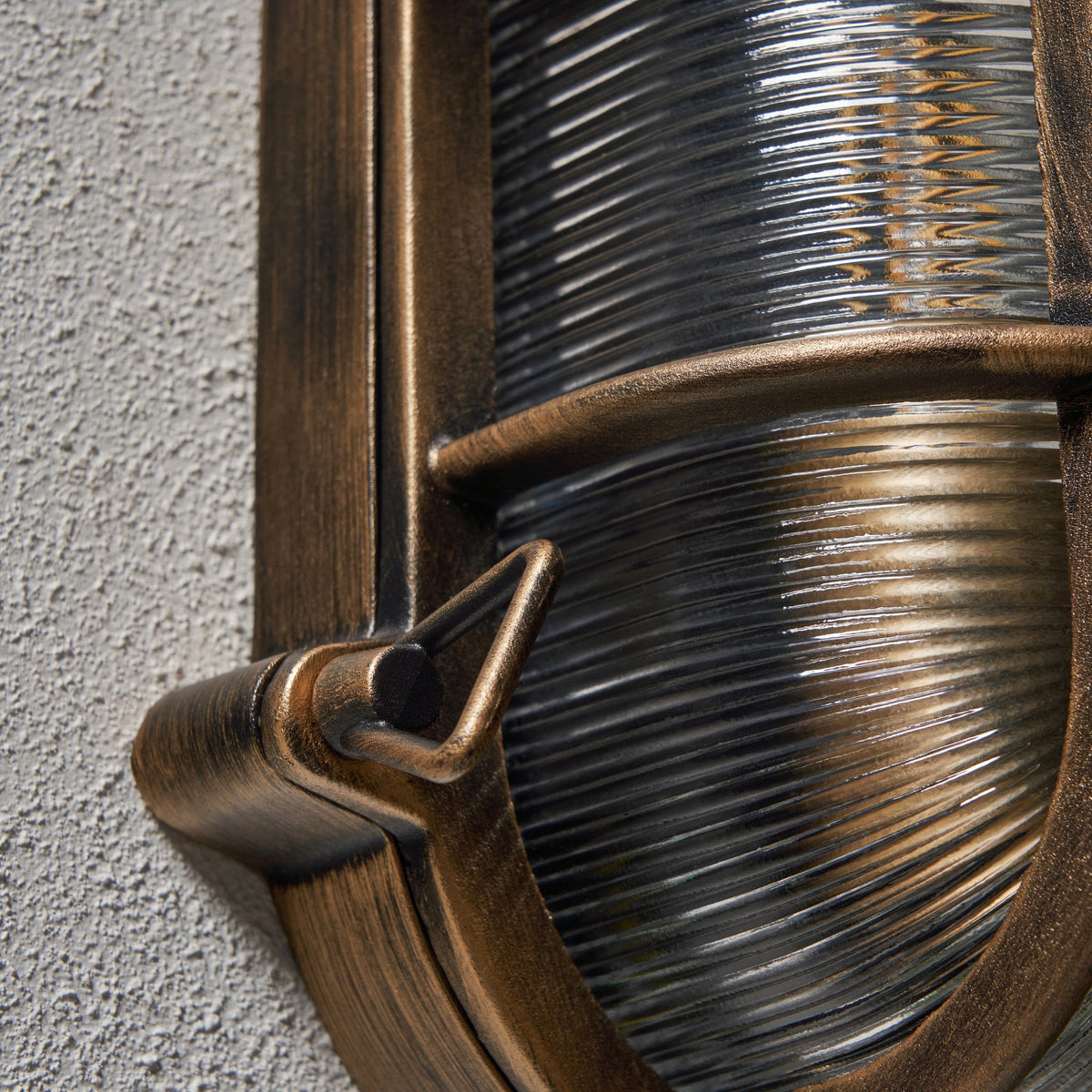 Davey Outdoor Caged Oval Bulkhead Wall Light, Gold