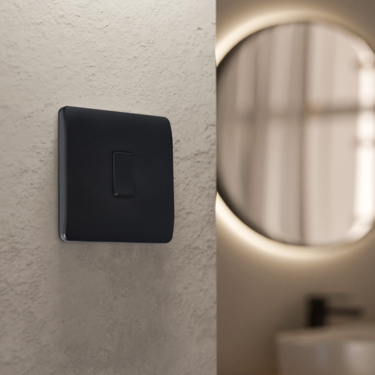 1 Gang Battery powered Switch On/Off/Dim Matt Black IP20 CR2032 battery supplied